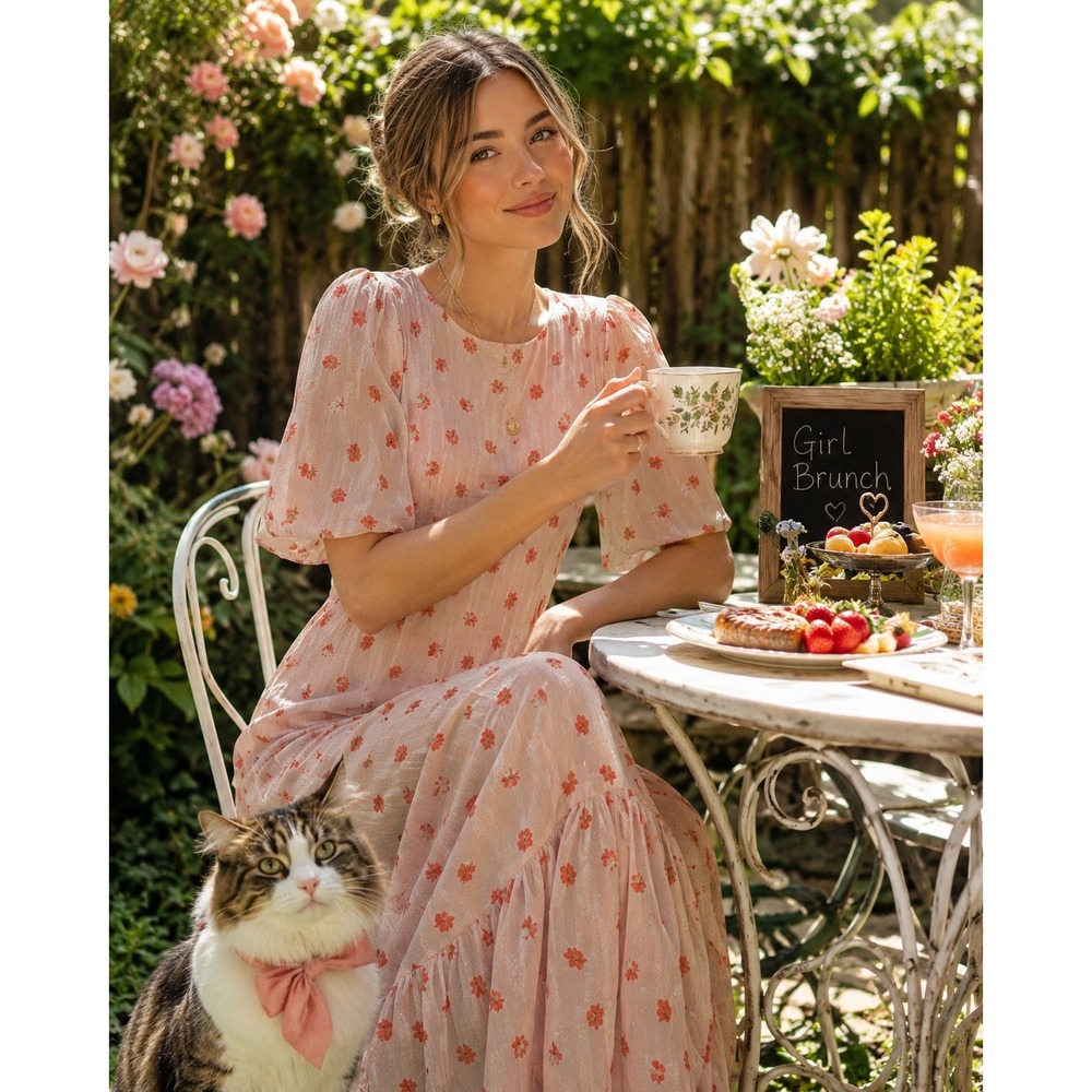 Louche‎ Zeyneb-Oakleaf Pink Dobby Stripe Red Oak Leaf  croquet feminine NEW